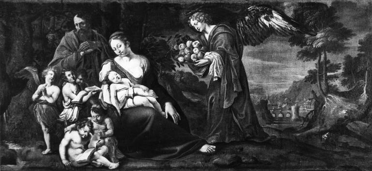 tableau : Les anges nourrissant l'Enfant Jésus, huile sur toile, après restauration - © Ministère de la Culture (France), Médiathèque du patrimoine et de la photographie (objets mobiliers), tous droits réservés