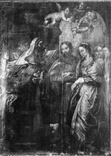 tableau : Le Mariage de la Vierge, huile sur toile, avant restauration - © Ministère de la Culture (France), Médiathèque du patrimoine et de la photographie (objets mobiliers), tous droits réservés