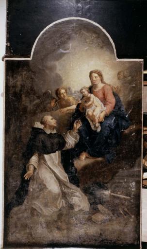 tableau : L' institution du Rosaire, huile sur toile, avant restauration