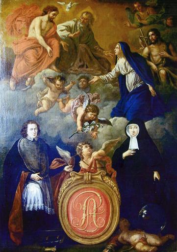 Tableau : La Vierge et saint Jean-Baptiste intercédant en faveur de deux ecclésiastiques