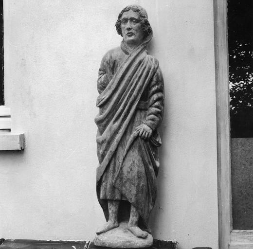 statue : saint Blaise, bois, traces de polychromie