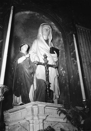 groupe sculpté : sainte Anne et la Vierge, pierre peinte