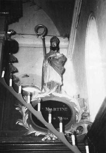 maître-autel, détail de la statue de saint Martin, bois peint