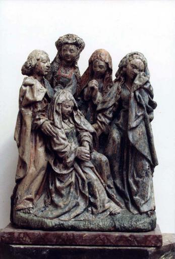 bas-relief : La Pâmoison de la Vierge, provenant d'un retable, bois peint