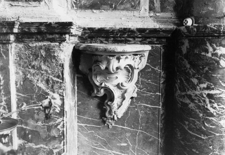 console d'applique, marbre et bois peint