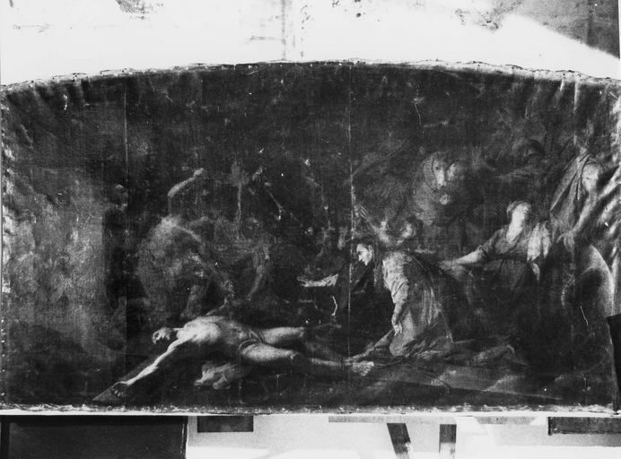 tableau : La Crucifixion, huile sur toile, avant restauration