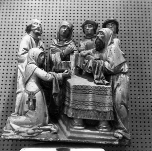 bas-relief : scène de la vie du Christ : la Mise au tombeau, bois polychrome, avant repose