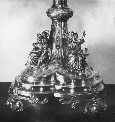ostensoir, détail du pied, vermeil et argent doré