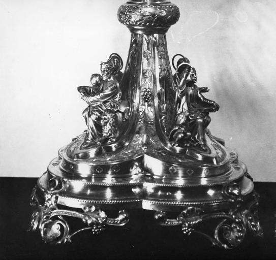 ostensoir, détail du pied, vermeil et argent doré