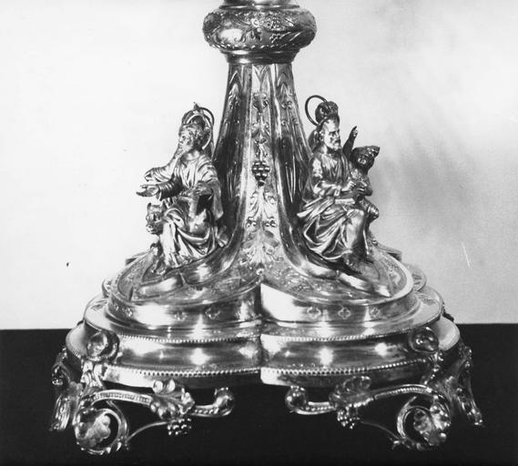 ostensoir, détail du pied, vermeil et argent doré