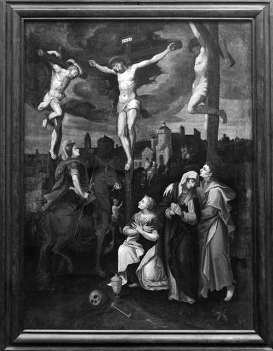 tableau : Le Calvaire, huile sur toile, après restauration