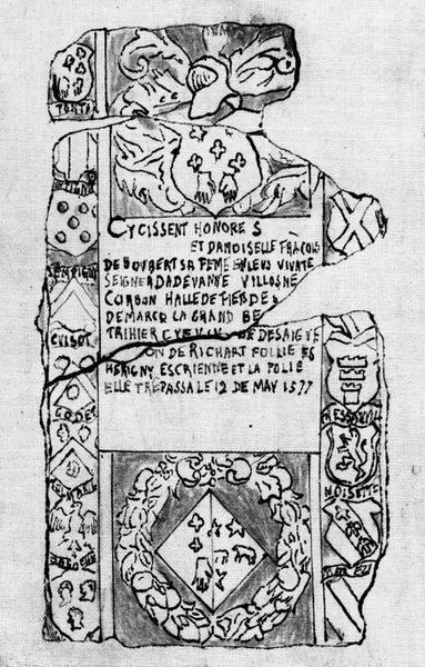 dalle funéraire d'un seigneur d'Andevanne et de Françoise de Boubert, sa femme, vue générale