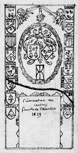 dalle funéraire d'Africam de Chanisso et de Françoise de Vigeange, vue géénrale