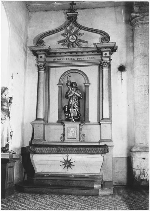 autel latéral nord, tabernacle, retable et statue : Saint Roch