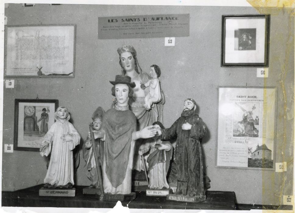 statues : Saint Bernard, saint Paul, saint Walfroy, Vierge à l’Enfant, saint Agrapaud