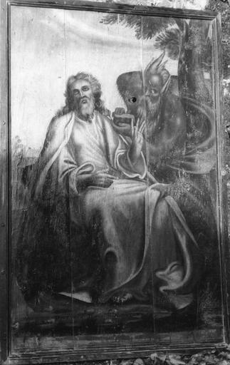 Tableau : La tentation du Christ dans le désert, huile sur bois