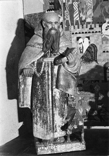 Statue : Saint Antoine ermite, bois sculpté, peint, doré