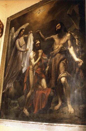 Tableau : Le Baptême du Christ, détail de la signature, huile sur toile