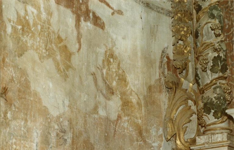 Peinture monumentale : monstres de l'Enfer, peinture sur enduit