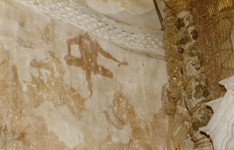 Peinture monumentale : monstres de l'Enfer, peinture sur enduit