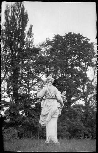 Dans le parc, statue vue de dos