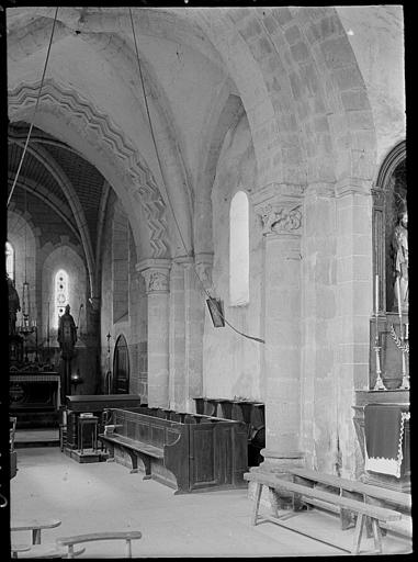 Intérieur : la nef et vue partielle du choeur