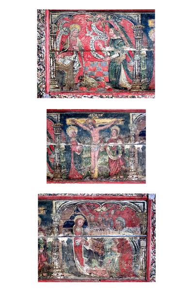 prédelle de retable : le Calvaire entre l'Annonciation et la Nativité, détail