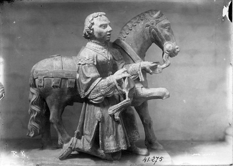 groupe sculpté : Saint Hubert, vue générale