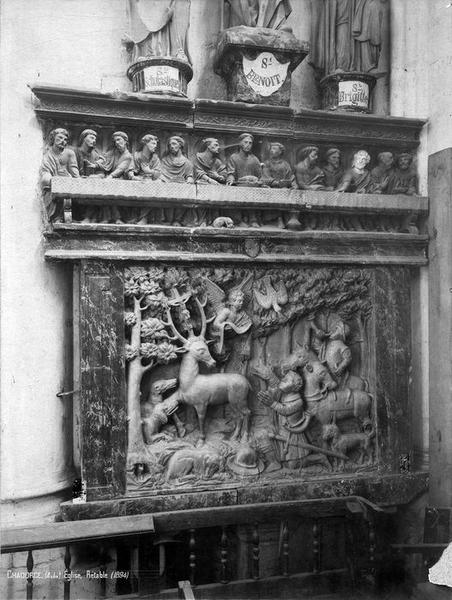 retable (bas-relief) : Saint Hubert, demi-relief : Cène, vue générale - © Ministère de la Culture (France), Médiathèque du patrimoine et de la photographie (objets mobiliers), tous droits réservés