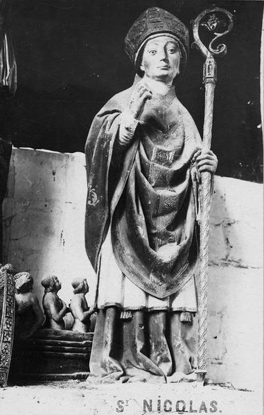 groupe sculpté : saint Nicolas et les trois enfants, vue générale