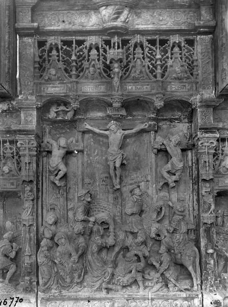 retable, hauts-reliefs, vue partielle