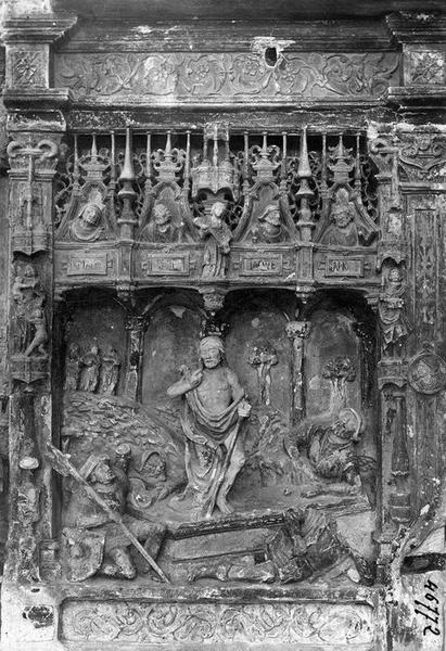 retable, hauts-reliefs, vue partielle