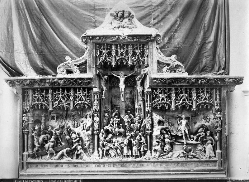 retable, haut-relief : scènes de la Passion, vue générale