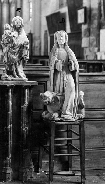 statues : Vierge à l'Enfant, sainte Marguerite et le dragon, vue générale