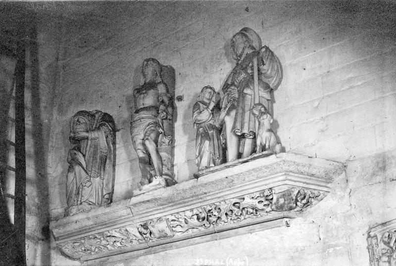 statues : saint Denis, saint Roch, saint Sébastien, vue générale