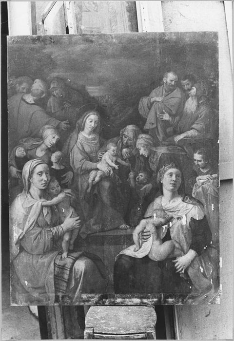 Tableau : les trois Marie, état avant restauration 