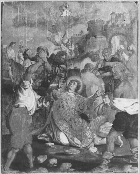 Tableau : Martyre de saint Étienne, avant restauration