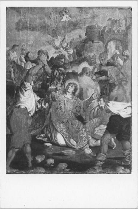 Tableau : Martyre de saint Étienne, avant restauration