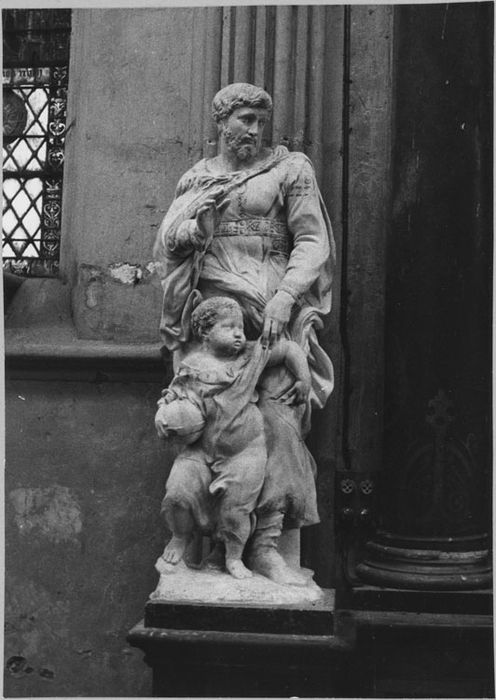 Groupe sculpté : Saint Joseph et l'Enfant Jésus, après restauration,phot. 1974