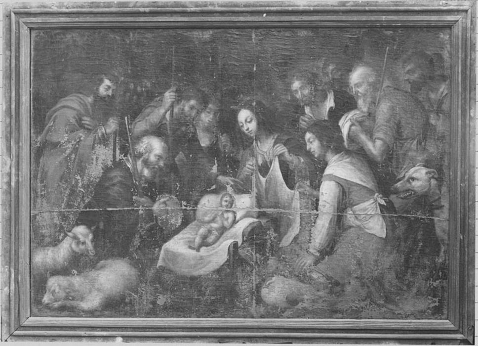 Tableau d'autel : Adoration des bergers, avant restauration