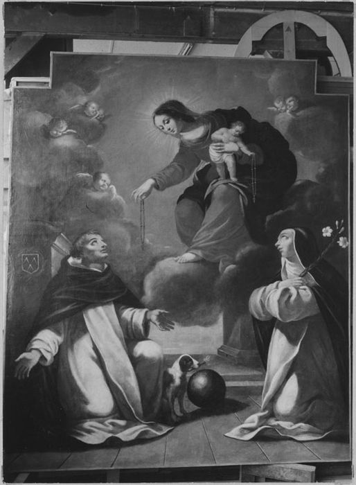 Tableau : Institution du Rosaire, après restauration