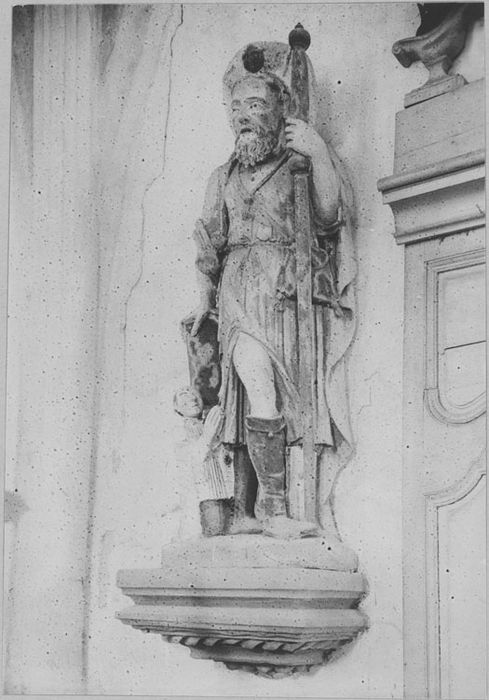 Groupe sculpté : Saint Jacques et donateur