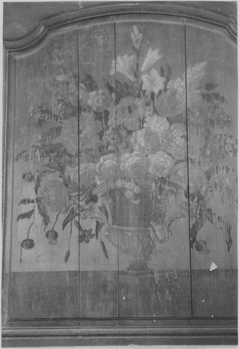 4 tableaux : Vases de fleurs, panneau peint n°3