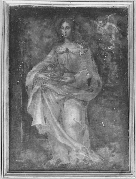 4 tableaux : une sainte, avant restauration