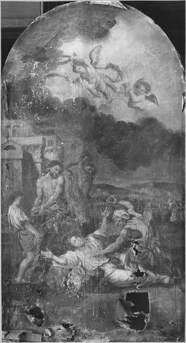 Tableau : Martyre de saint Étienne, avant restauration