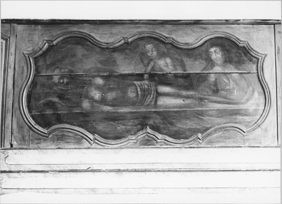 Lambris de revêtement et 9 tableaux : Christ au tombeau