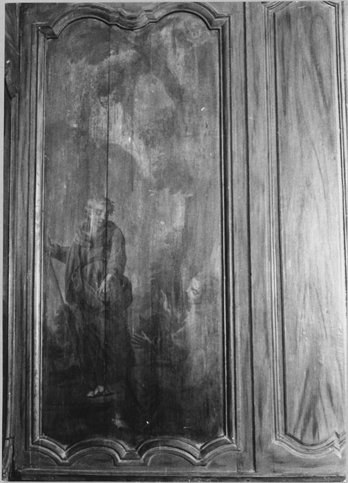 Lambris de revêtement et 9 tableaux : scène de la vie de saint Maur