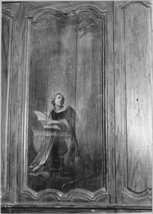 Lambris de revêtement et 9 tableaux : scène de la vie de saint Maur