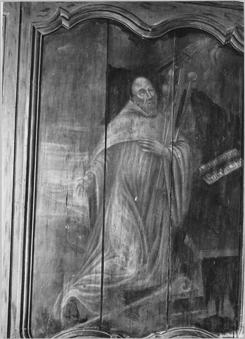 Lambris de revêtement et 9 tableaux : scène de la vie de saint Maur