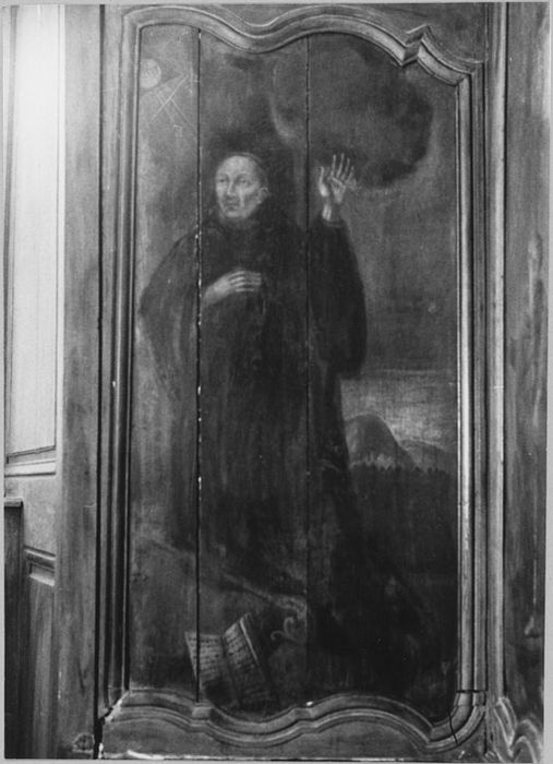 Lambris de revêtement et 9 tableaux : scène de la vie de saint Maur